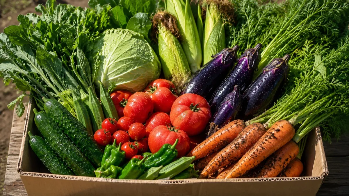 産地直送の旬野菜が詰まった箱